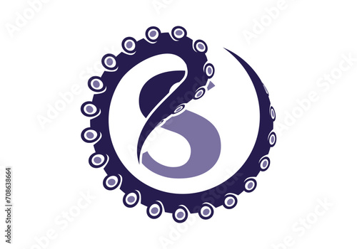Octopus Logo With S Letter Design Concept Vector Template.
