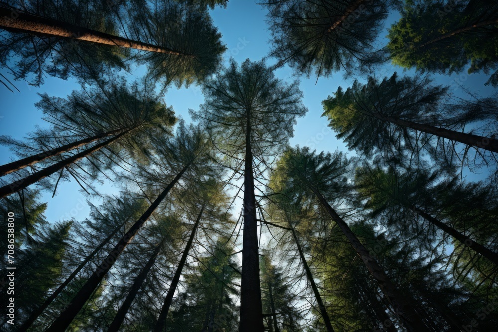 Fototapeta premium Majestic evergreens reaching for the sky in the forest