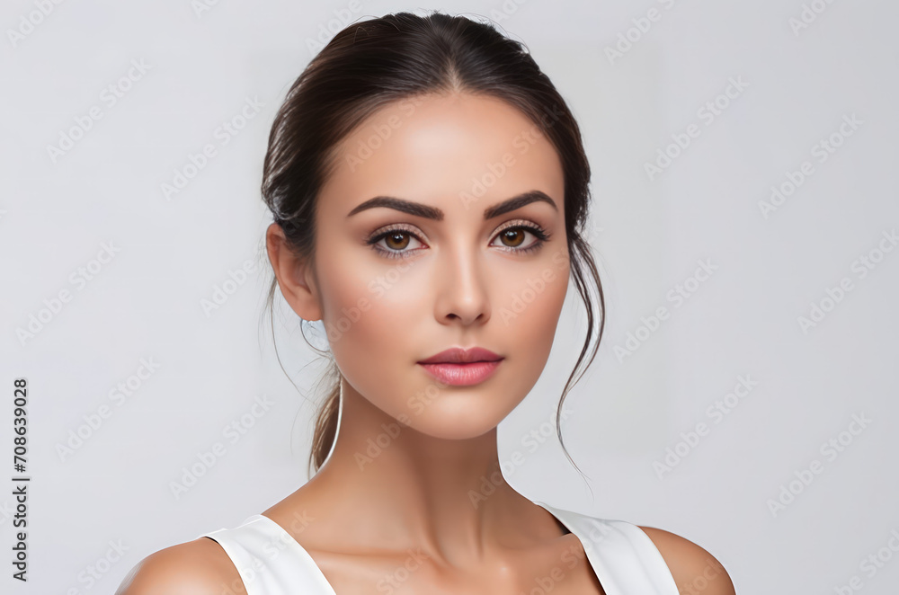 Portrait of beautiful woman looks in camera. Generated Ai Portrait of beautiful woman looks in camera. Generated Ai