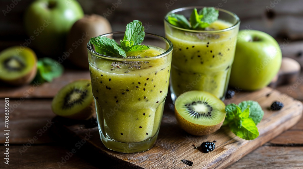 Fresh and healthy green apple kiwi smoothie Fresh and healthy green apple kiwi smoothie
