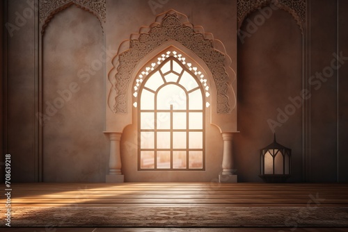 Mosque window with copy space. Islamic architecture