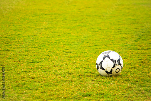 World fantastic game soccer, also called football. A colorful football on the green grass ground. This colorful picture taken at a football ground in Chennai, tamilnadu, south India, India