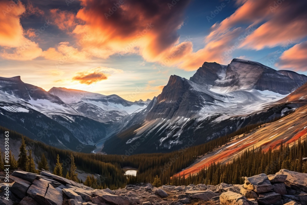 Rocky mountains and vast skies forming an iconic natural scene
