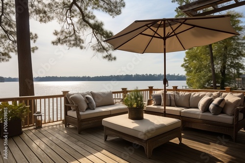 Relaxation at the beach house: comfortable seating on a spacious deck © KerXing