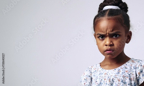 angry little black girl, small child, children's emotions, portrait of children, angry child photo