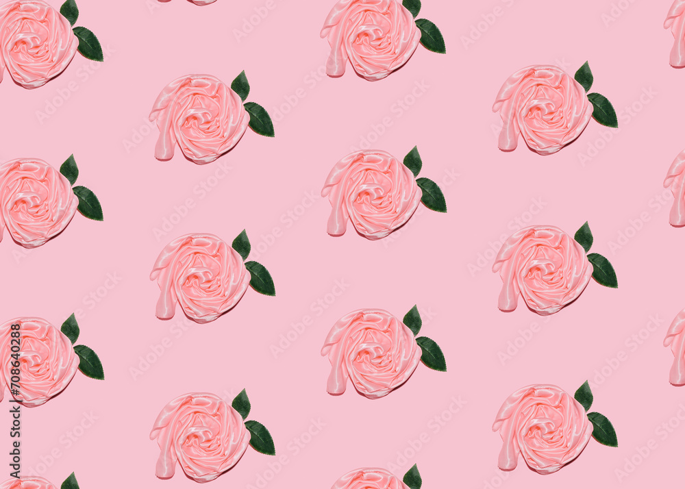 Roses made of silk fabric, pastel pink floral pattern. Roses made of silk fabric, pastel pink floral pattern.
