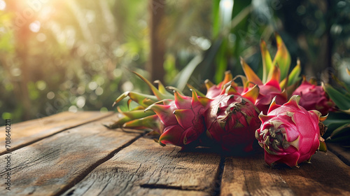 dragon fruit on wooden background
