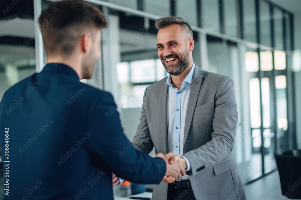 Two businessmen shaking hands in an office Two businessmen shaking hands in an office