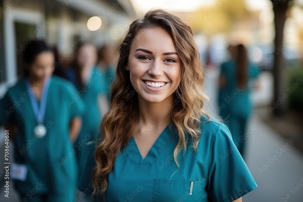 Confident young female healthcare professional in scrubs Confident young female healthcare professional in scrubs