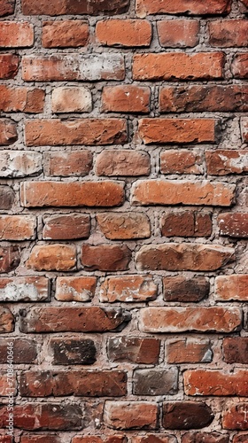 Red Brick Wall With Small Crack, A Detailed View of Weathered Masonry