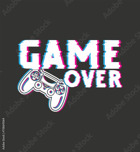 Level up your wardrobe with our 'Game Over' gaming t-shirt. Our bold design, comfortable fit and retro vibes make this shirt a winning choice for any gamer.  (ID: 708641064)
