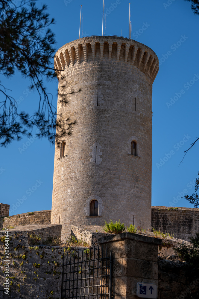 View of historic Bellver Castle in Palma de Mallorca, Spain.