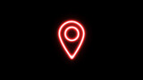 Neon glowing Location pin icon, symbol, sign. Glowing neon light location icon. location pin icon in neon style. location Icon Neon Light Glowing red Bright Symbol with black Background.