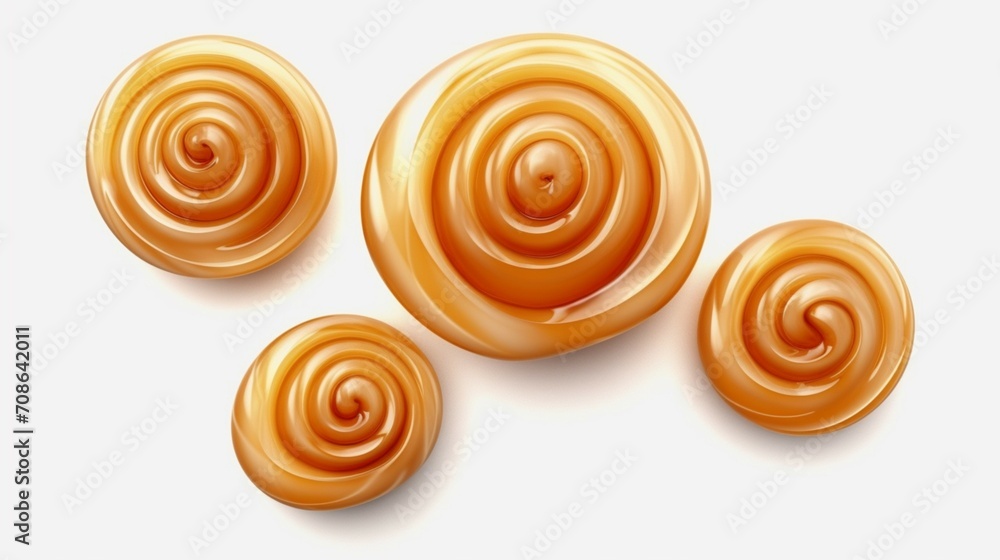 Set of caramel swirls isolated on transparent background Ai Generative Set of caramel swirls isolated on transparent background Ai Generative