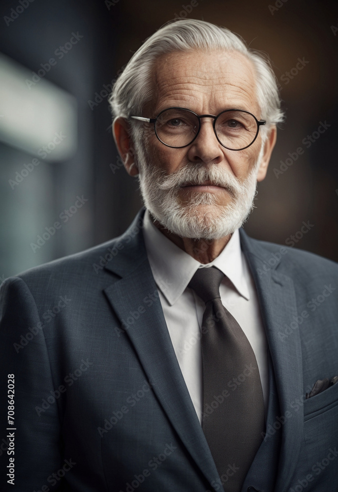 Portrait of senior businessman. AI