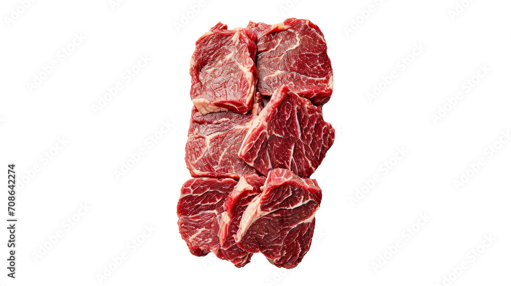 Fototapeta premium High-resolution, isolated raw steak cuts on transparent background, perfect for menus and food designs. (PNG)