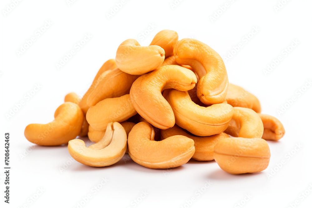 Fototapeta premium Cashew isolated on white background created with Generative Ai