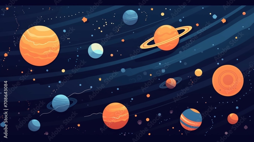 Vector space background Cute flat style template Ai Generative Vector space background Cute flat style template Ai Generative