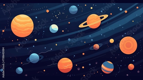 Vector space background Cute flat style template Ai Generative