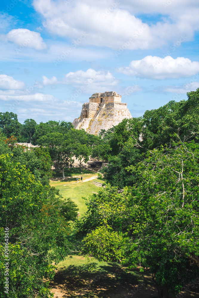Pyramid of the Magician, Maya Temple in middle of forest, Uxmal, Mexico