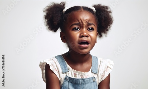 crying little black girl, small child, children's emotions, portrait of children, crying children, children's tears photo