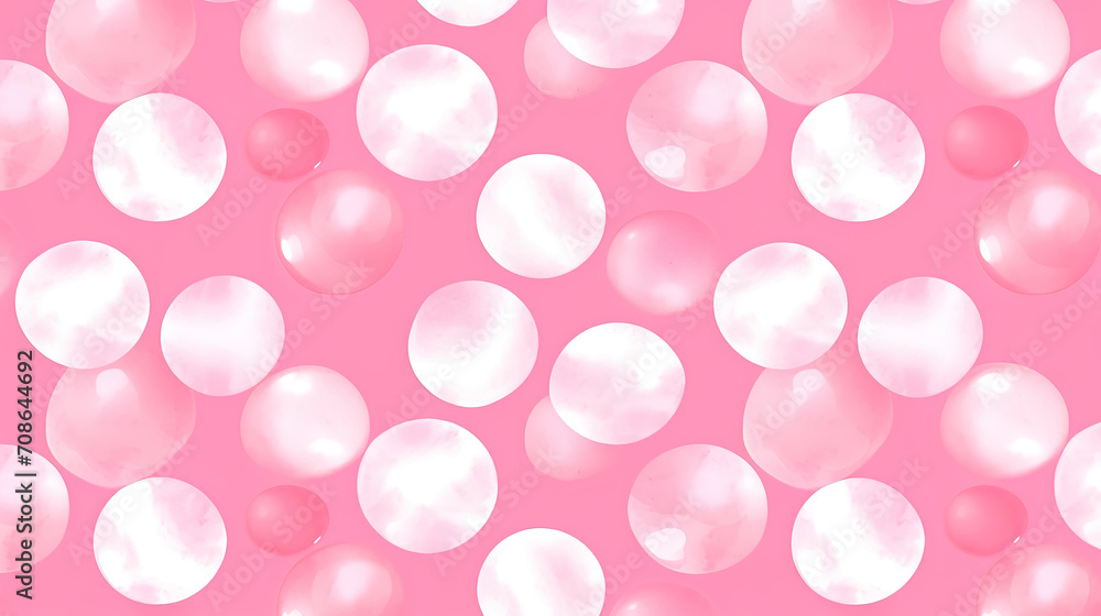 Seamless playful hand drawn light pink and white polka dot, snow or animal spots