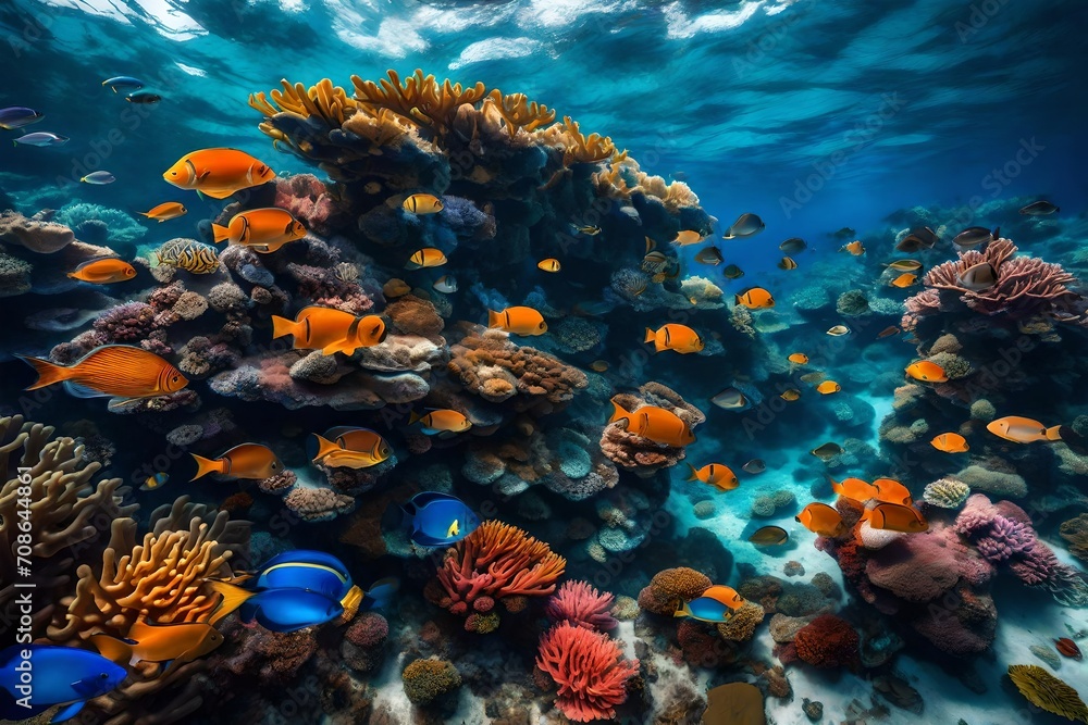 Naklejka premium coral reef in the red