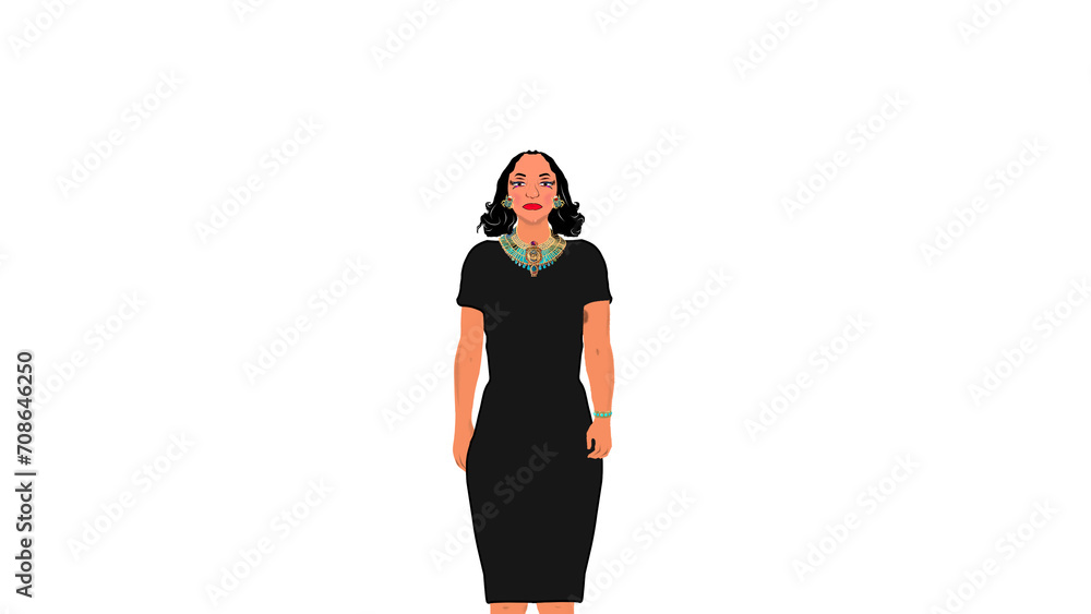 Mujer morena egipcia con vestido negro elegante png. Mujer morena egipcia con vestido negro elegante png.