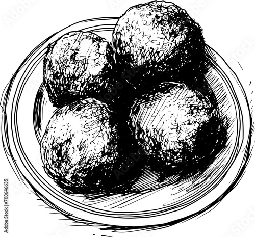 Falafel dish in sketch style. Vector EPS 10 illustration. 