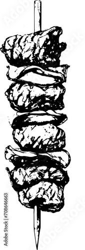 Kebab in hand drawn style, vector illustration.