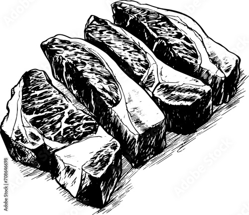 Premium wagyou beef slices, vector illustration. 
