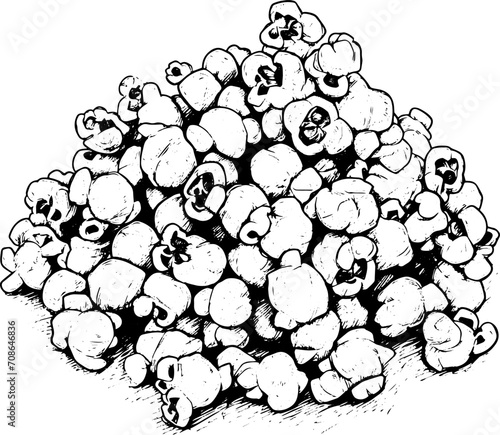 Movie night popcorn in sketch style. 