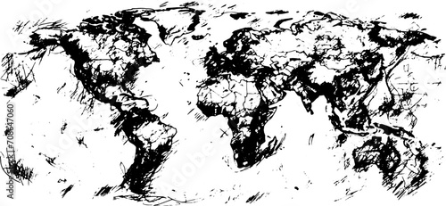 World map in hand drawn style, vector illustration. 