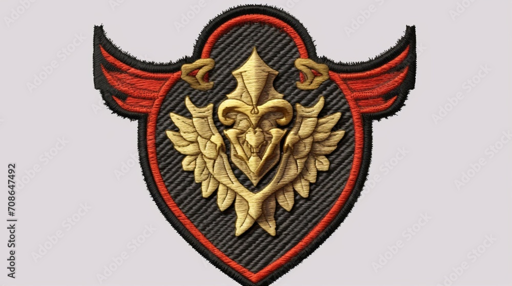 wow embroidered patch badge on isolated transparent Ai Generative wow embroidered patch badge on isolated transparent Ai Generative