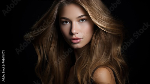 The perfect image of a beautiful brown-haired girl. Feminine image of natural beauty. Illustration for beauty and fashion magazine.