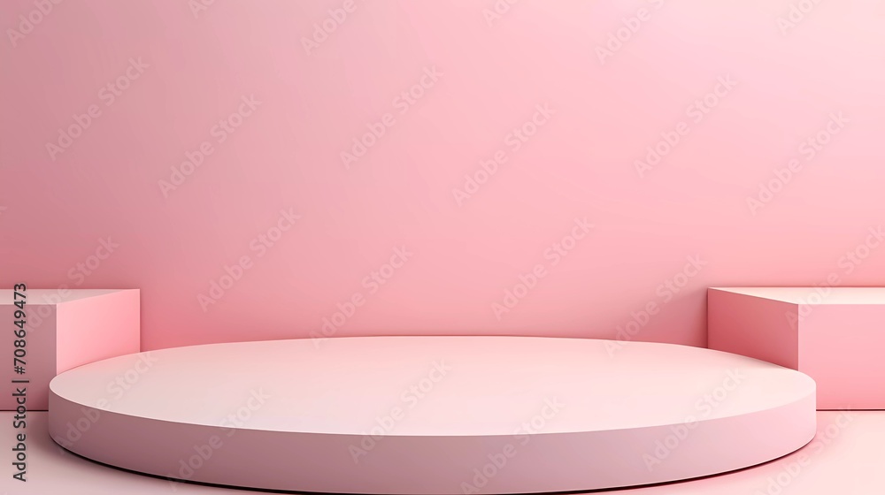 Minimal background, mockup with podium for product display, abstract white geometric shapes on pink background, valentine's day concept. generative ai Minimal background, mockup with podium for product display, abstract white geometric shapes on pink background, valentine's day concept. generative ai