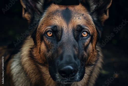 a German Shepherd dog dangerous look