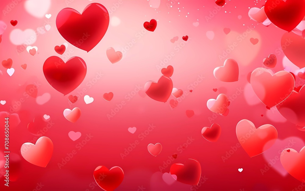 Valentine's Day background with lots of sweet hearts and red background. generative ai