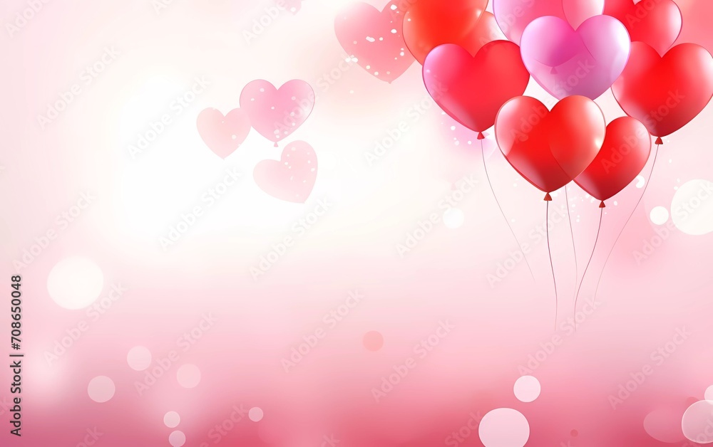 Love Invitation card Valentine's day balloon hearts on abstract background. generative ai
