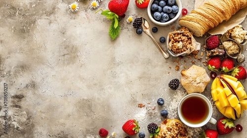 Breakfast advertisment background with copy space