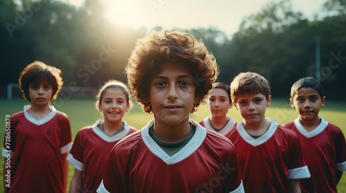 Portrait of a group of happy children soccer players © Rasheeda