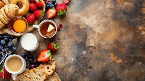 Breakfast advertisment background with copy space