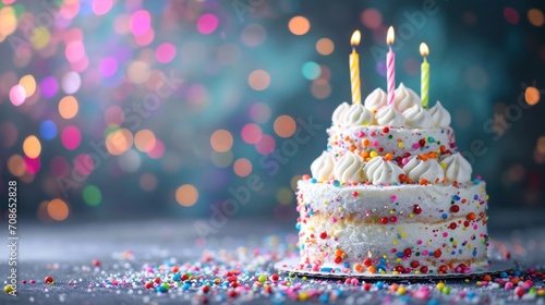 Birthday cake advertisment background with copy space