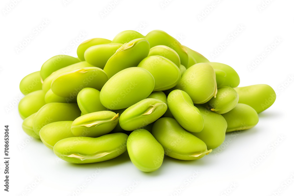 Lima Beans isolated on white background created with Generative Ai Lima Beans isolated on white background created with Generative Ai