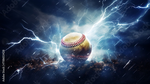 baseball ball with strom background photo