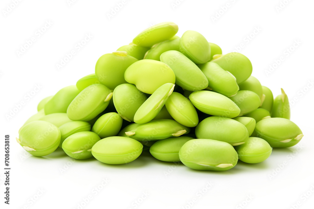 Lima Beans isolated on white background created with Generative Ai Lima Beans isolated on white background created with Generative Ai