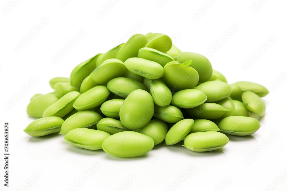 Lima Beans isolated on white background created with Generative Ai Lima Beans isolated on white background created with Generative Ai