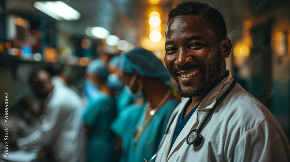 Portrait of the African doctor smiling to the camera. Doctors on Africa. Portrait of the African doctor smiling to the camera. Doctors on Africa.