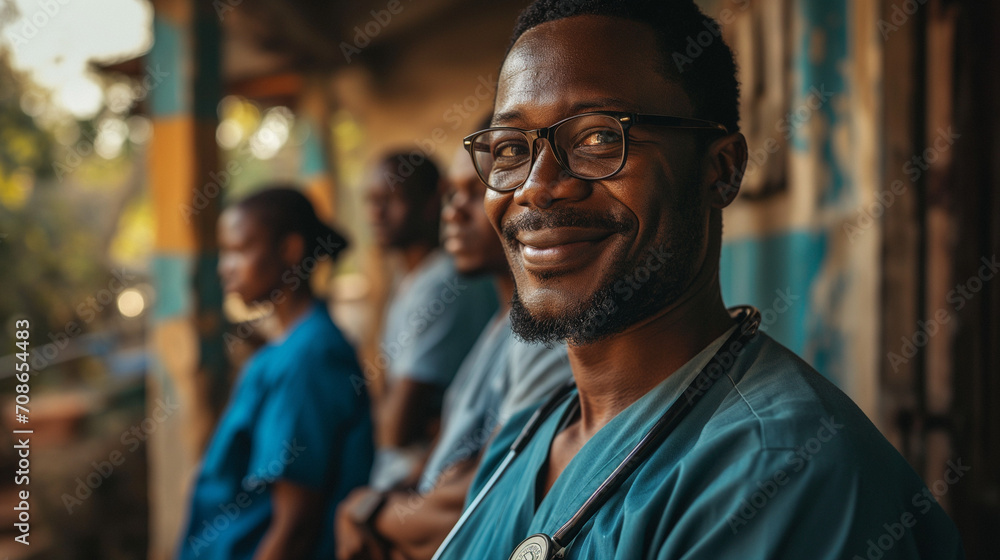 Portrait of the African doctor smiling to the camera. Doctors on Africa. Portrait of the African doctor smiling to the camera. Doctors on Africa.