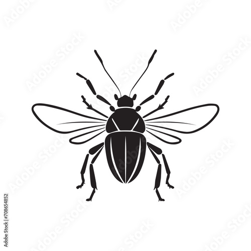 Bee flying butter style kit macro bug wing animal honey finder, flower nature kit vector illustration silhouette  © VectBox